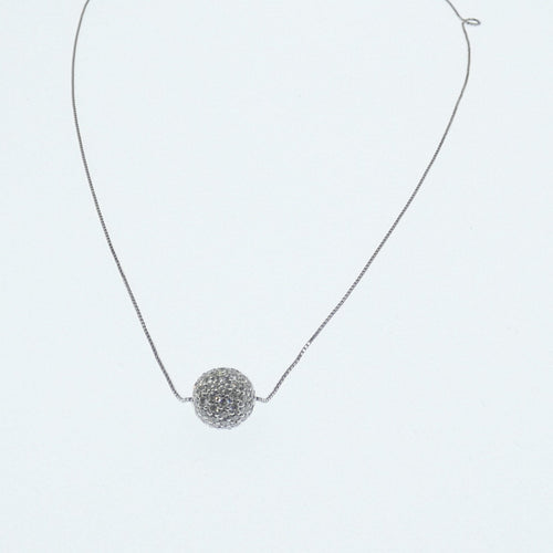 Collier Collier - Sphère pavée de diamants en or blanc 18 K 58 Facettes