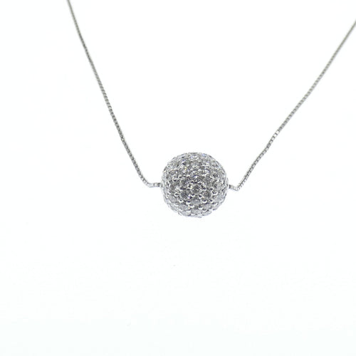 Collier Collier - Sphère pavée de diamants en or blanc 18 K 58 Facettes
