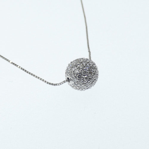 Collier Collier - Sphère pavée de diamants en or blanc 18 K 58 Facettes