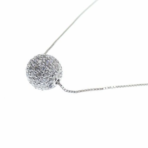 Collier Collier - Sphère pavée de diamants en or blanc 18 K 58 Facettes