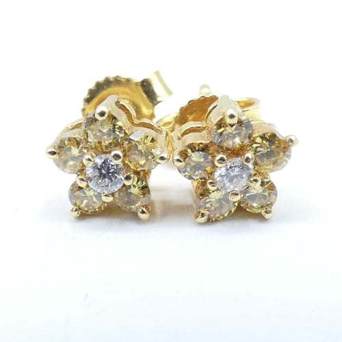 Boucles d'oreilles Boucles d’oreilles - Or jaune 18 K avec diamants et diamants Fancy Yellow 58 Facettes