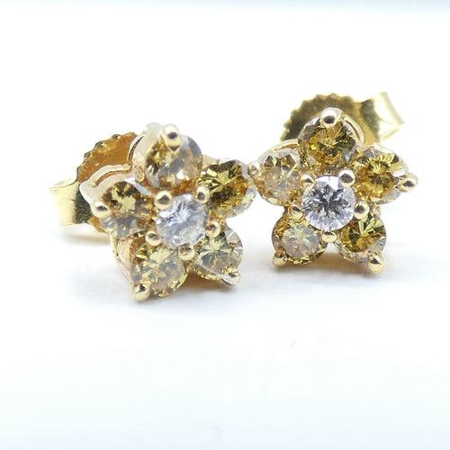 Boucles d'oreilles Boucles d’oreilles - Or jaune 18 K avec diamants et diamants Fancy Yellow 58 Facettes
