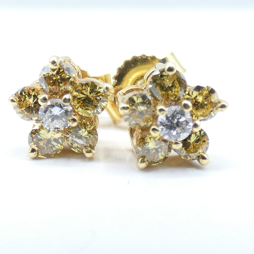 Boucles d'oreilles Boucles d’oreilles - Or jaune 18 K avec diamants et diamants Fancy Yellow 58 Facettes