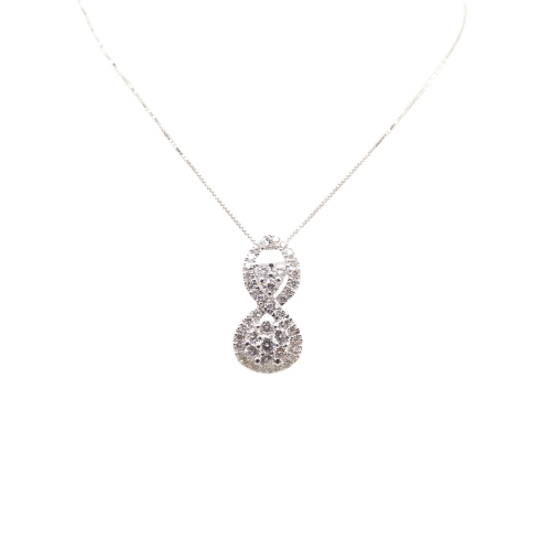 Collier Collier et pendentif en or blanc 18 Kt avec diamants 58 Facettes