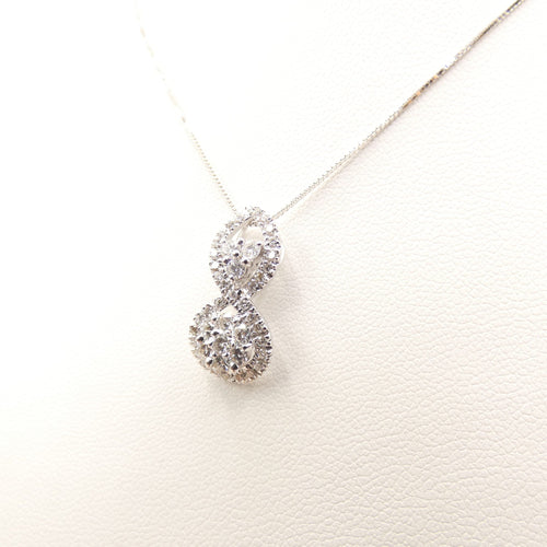 Collier Collier et pendentif en or blanc 18 Kt avec diamants 58 Facettes