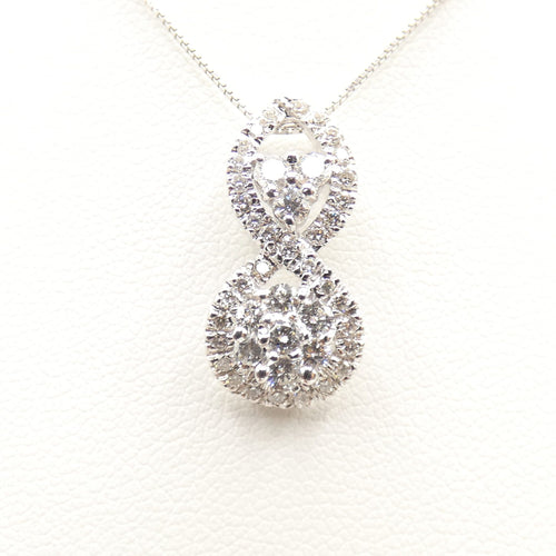Collier Collier et pendentif en or blanc 18 Kt avec diamants 58 Facettes