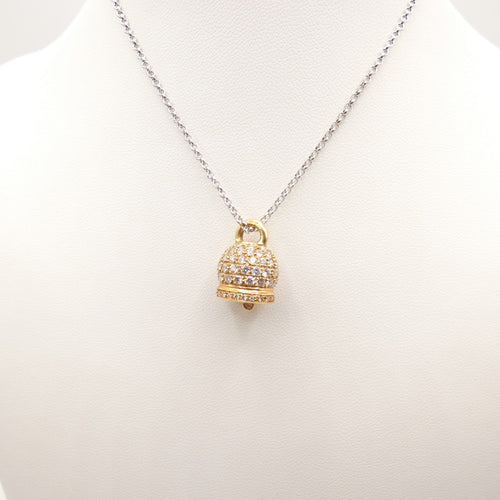 Collier Collier - Pendentif clochette en or blanc et or jaune 18 ct diamants 58 Facettes