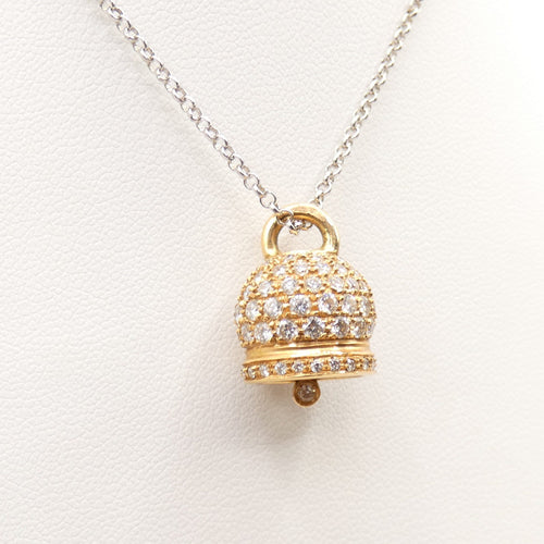 Collier Collier - Pendentif clochette en or blanc et or jaune 18 ct diamants 58 Facettes