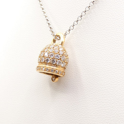 Collier Collier - Pendentif clochette en or blanc et or jaune 18 ct diamants 58 Facettes