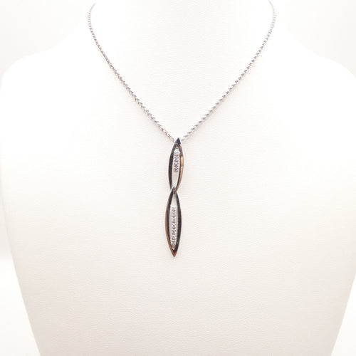 Collier Collier et pendentif en or blanc 18 Kt avec diamants 58 Facettes
