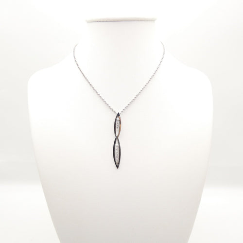 Collier Collier et pendentif en or blanc 18 Kt avec diamants 58 Facettes