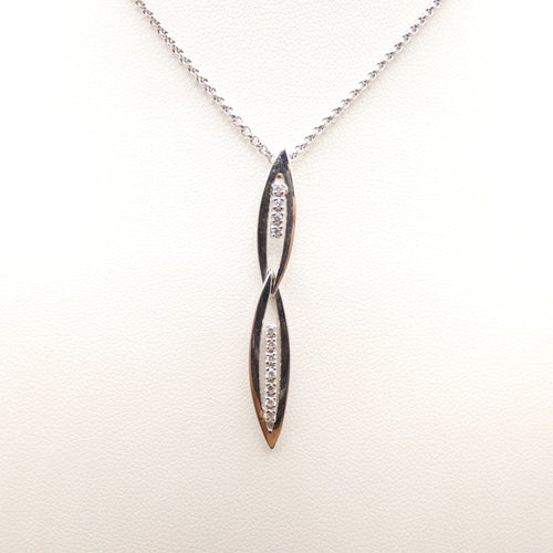 Collier Collier et pendentif en or blanc 18 Kt avec diamants 58 Facettes