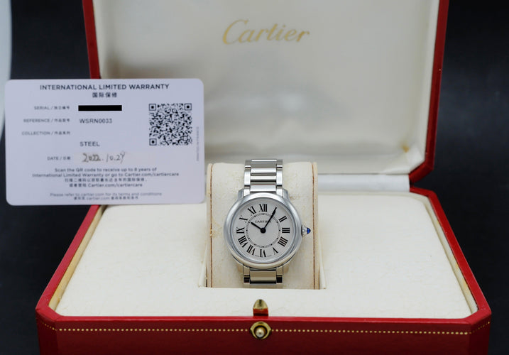Montre Cartier Ronde de Cartier - Montre quartz en acier 29 mm WSRN0033 58 Facettes CRT/RDC/001