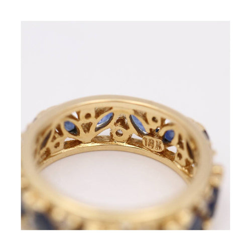 Bague 57 Bague marquise en or jaune 18K avec saphirs et diamants 58 Facettes UKD102945JC