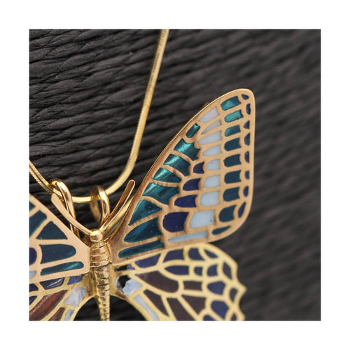 Pendentif Mariposa - Pendentif et broche en or jaune 18 ct et émail 58 Facettes UKD102948JC