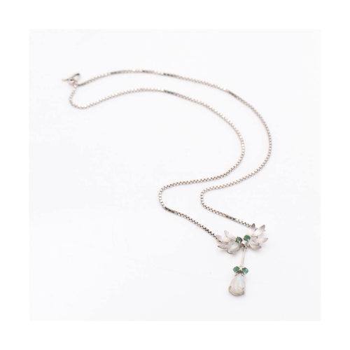 Collier Collier vintage 1966 - Or blanc 18 kt, diamants, opale et émeraudes 58 Facettes UKD102949JC