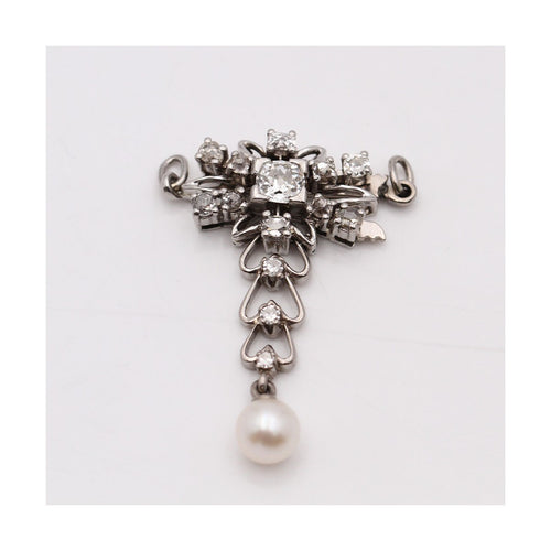 Pendentif Belle Époque - Pendentif en or blanc 18 kt, diamants et perle 58 Facettes UKD358774JC