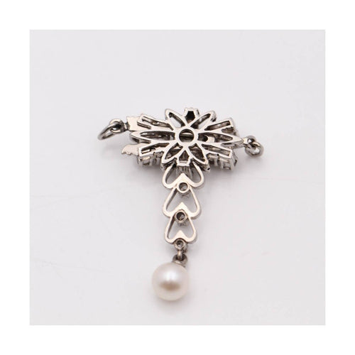 Pendentif Belle Époque - Pendentif en or blanc 18 kt, diamants et perle 58 Facettes UKD358774JC