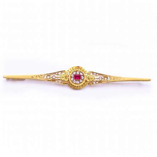 Broche Broche isabelline - Broche en or jaune 18 kt, diamants et rubis 58 Facettes UKD358775JC