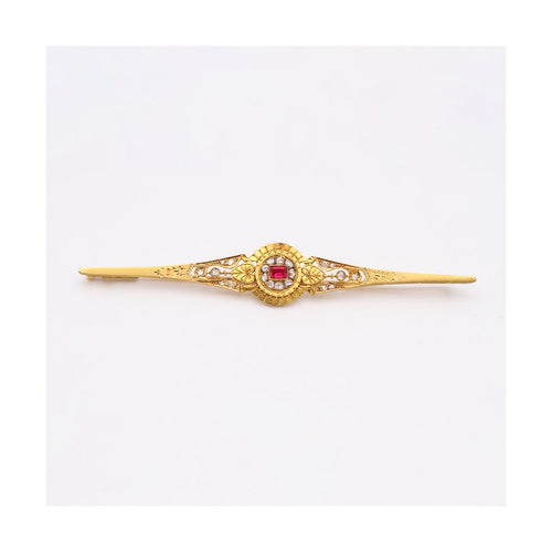 Broche Broche isabelline - Broche en or jaune 18 kt, diamants et rubis 58 Facettes UKD358775JC