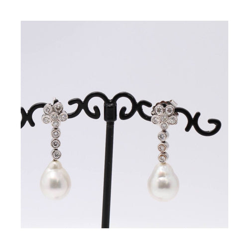 Boucles d'oreilles Boucles d'oreilles - Perles australiennes et diamants 1,80 ct en or blanc 18 kt 58 Facettes UKD359536JC