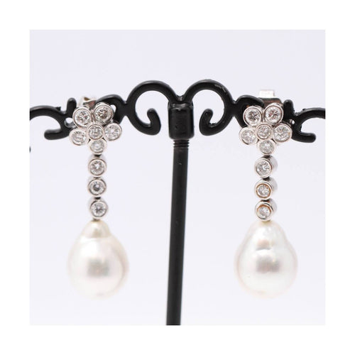 Boucles d'oreilles Boucles d'oreilles - Perles australiennes et diamants 1,80 ct en or blanc 18 kt 58 Facettes UKD359536JC