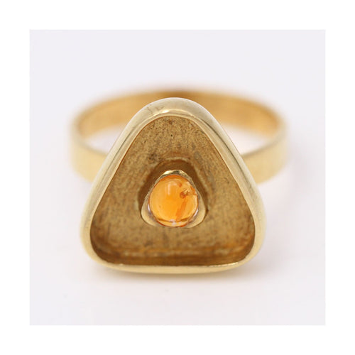 Bague Bague - Cabochon citrine 4 mm en or jaune 18 ct 58 Facettes UKD359543JC
