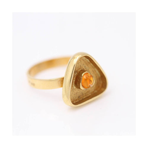 Bague Bague - Cabochon citrine 4 mm en or jaune 18 ct 58 Facettes UKD359543JC