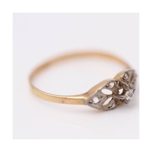 Bague NIN - Bague enfant en or jaune 18 ct et platine 950, diamants 58 Facettes UKD359565JC