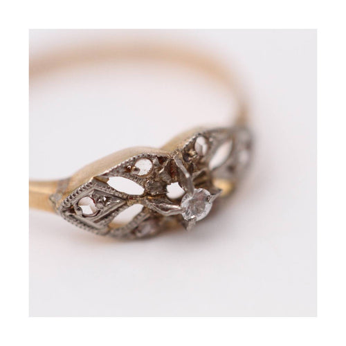 Bague NIN - Bague enfant en or jaune 18 ct et platine 950, diamants 58 Facettes UKD359565JC