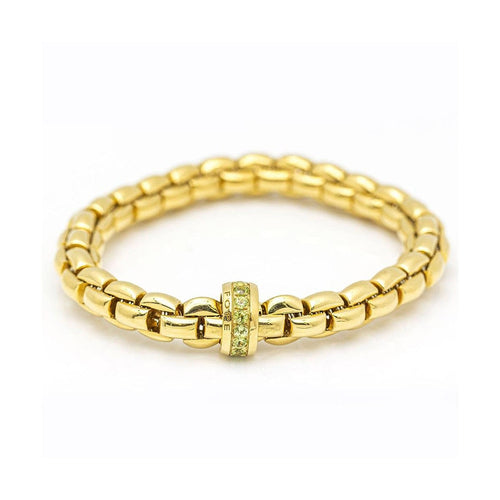 Bracelet FOPE - Bracelet en maille élastique en or jaune 18 kt et péridots 58 Facettes UKD359653LF