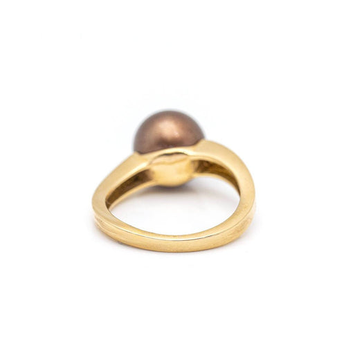 Bague 55 LARGÉ - Bague en or rose 18 kt avec perle et diamants 58 Facettes UKD359665LF