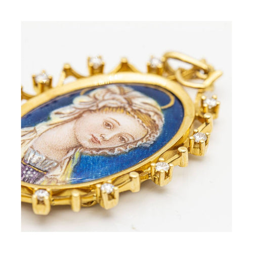 Pendentif Médaille Vierge - Pendentif en or jaune 18 ct et diamants 58 Facettes UKD359667LF