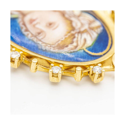 Pendentif Médaille Vierge - Pendentif en or jaune 18 ct et diamants 58 Facettes UKD359667LF