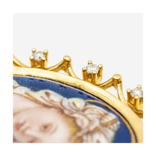 Pendentif Médaille Vierge - Pendentif en or jaune 18 ct et diamants 58 Facettes UKD359667LF