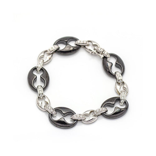 Bracelet Pulsera calabrote - Bracelet en or blanc 18 ct, diamants et céramique noire 58 Facettes UKD359678LF