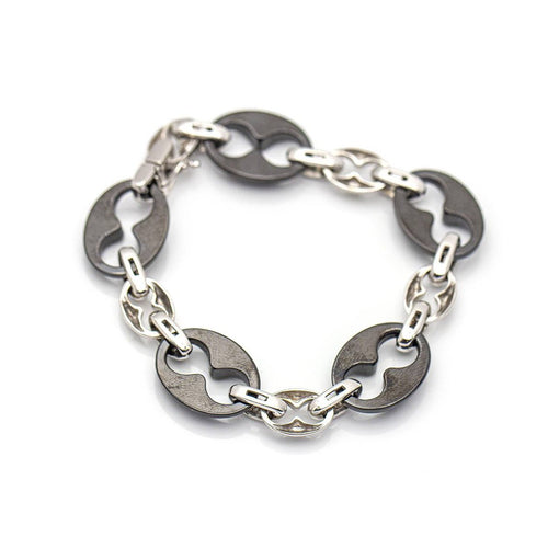 Bracelet Pulsera calabrote - Bracelet en or blanc 18 ct, diamants et céramique noire 58 Facettes UKD359678LF