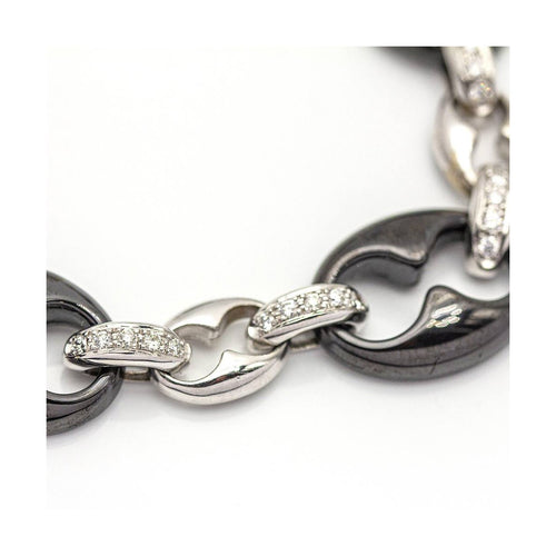Bracelet Pulsera calabrote - Bracelet en or blanc 18 ct, diamants et céramique noire 58 Facettes UKD359678LF