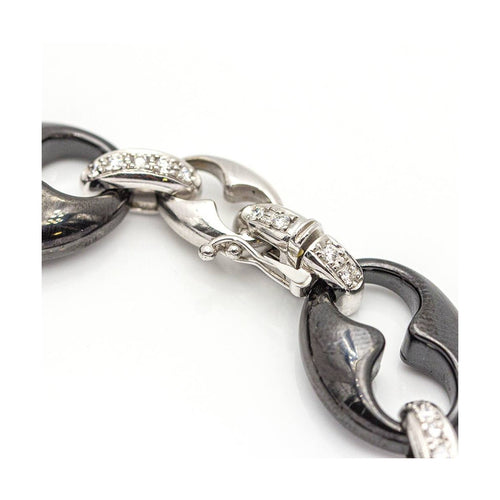 Bracelet Pulsera calabrote - Bracelet en or blanc 18 ct, diamants et céramique noire 58 Facettes UKD359678LF