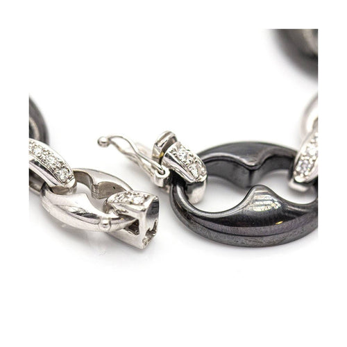 Bracelet Pulsera calabrote - Bracelet en or blanc 18 ct, diamants et céramique noire 58 Facettes UKD359678LF