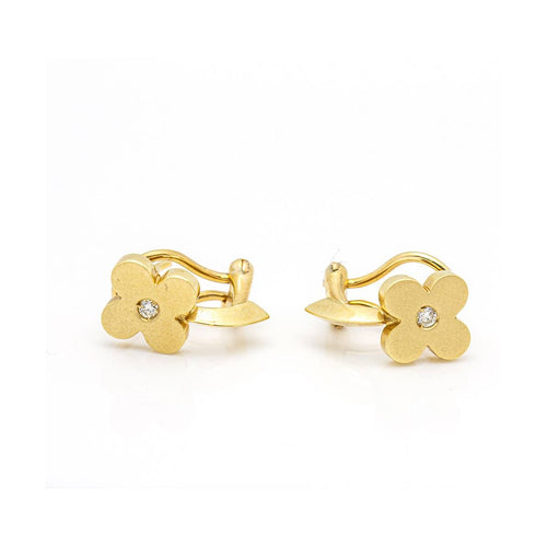 Boucles d'oreilles Boucles d’oreilles FLOR - Or jaune 18 kt et diamants 58 Facettes UKD359679LF