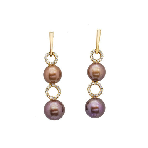 Boucles d'oreilles ORÊ - Boucles d’oreilles en or rose 18 ct avec diamants et perles 58 Facettes UKD359697LF