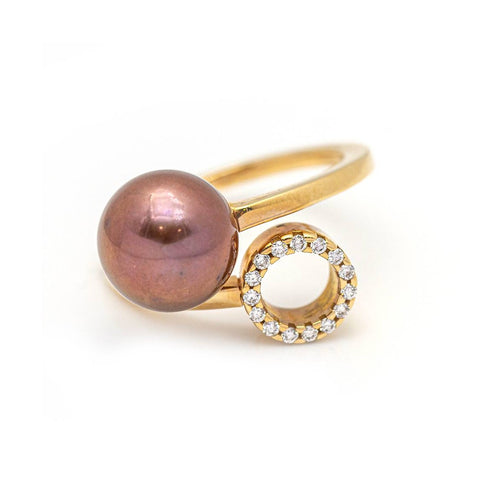 Bague ORÊ - Bague en or rose 18 kt avec diamants et perle 58 Facettes UKD359699LF