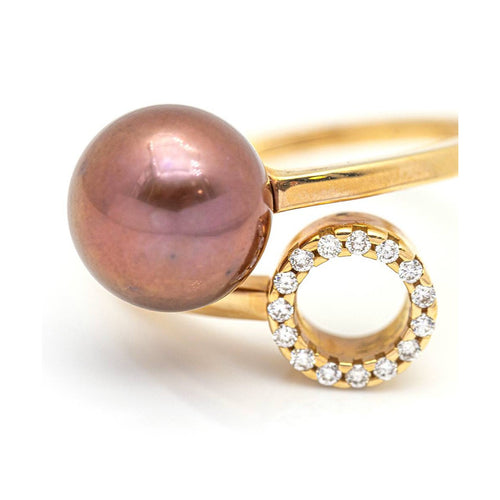 Bague ORÊ - Bague en or rose 18 kt avec diamants et perle 58 Facettes UKD359699LF