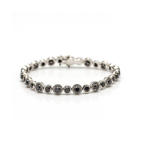 Bracelet Bracelet rivière - Bracelet en or blanc 18 kt et diamants noirs 58 Facettes UKD359717LF