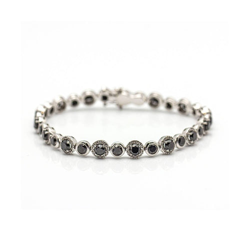 Bracelet Bracelet rivière - Bracelet en or blanc 18 kt et diamants noirs 58 Facettes UKD359717LF