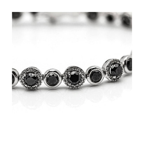 Bracelet Bracelet rivière - Bracelet en or blanc 18 kt et diamants noirs 58 Facettes UKD359717LF