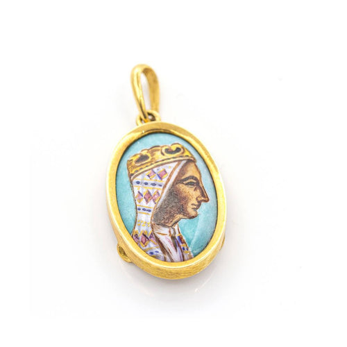 Pendentif Médaille Vierge de Montserrat - Pendentif en or jaune 18 ct émaillé 58 Facettes UKD359723LF