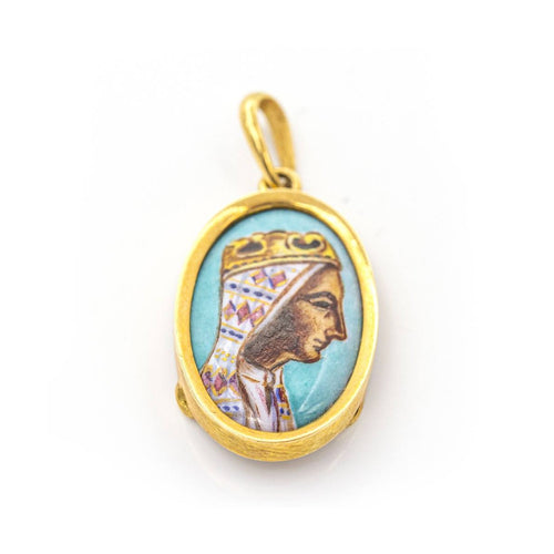 Pendentif Médaille Vierge de Montserrat - Pendentif en or jaune 18 ct émaillé 58 Facettes UKD359723LF