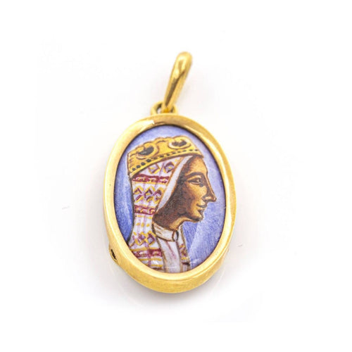 Pendentif Vierge de Montserrat - Médaille en or jaune 18 ct et émail 58 Facettes UKD359724LF